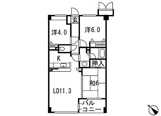 Floor plan. 3LDK, Price 23.8 million yen, Footprint 63.7 sq m , It is a full renovation as it is the balcony area 4.5 sq m Floor. Depending on your needs 3LDK → 2LDK is also possible. (It will be renovation of after the contract)