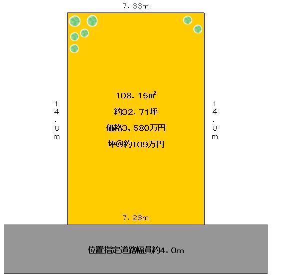 Compartment figure. Land price 35,800,000 yen, Land area 108.15 sq m