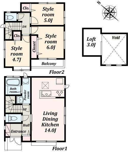 Floor plan. 32,800,000 yen, 3LDK, Land area 90.39 sq m , Building area 75.34 sq m