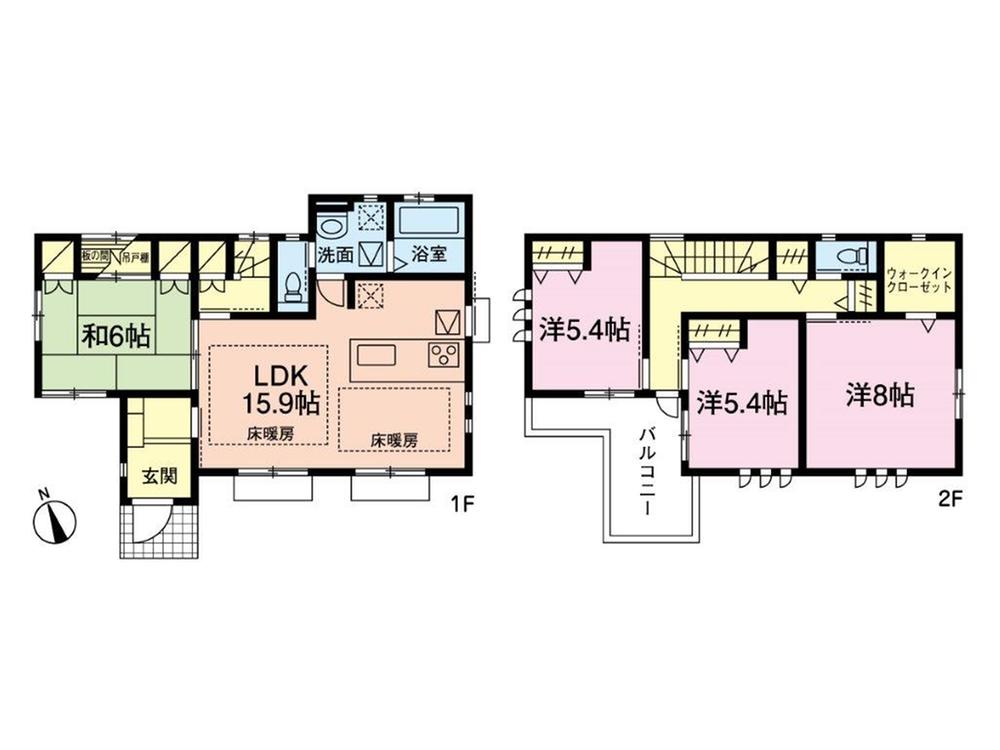 Floor plan. (1 Building), Price 53,800,000 yen, 4LDK, Land area 109.92 sq m , Building area 102.97 sq m