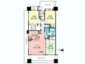 Floor plan. 3LDK, Price 29,800,000 yen, Occupied area 77.95 sq m , Balcony area 29.5 sq m floor plan