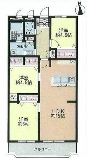 Floor plan. 3LDK, Price 24,800,000 yen, Occupied area 71.61 sq m , Good Floor balcony area 6.72 sq m usability