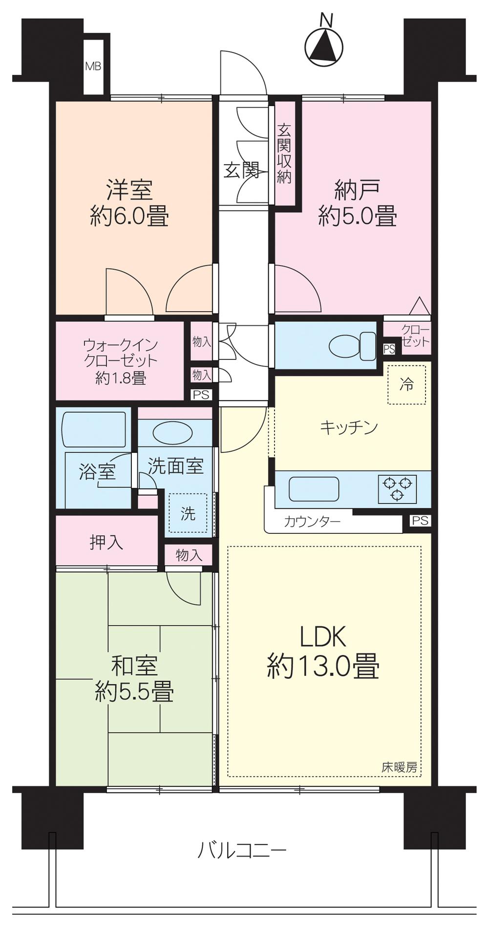 Floor plan. 2LDK + S (storeroom), Price 32,800,000 yen, Occupied area 66.86 sq m , Balcony area 11.8 sq m