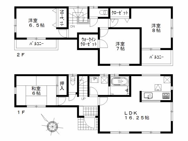 Floor plan. (1 Building), Price 43,800,000 yen, 4LDK, Land area 109.04 sq m , Building area 103.09 sq m