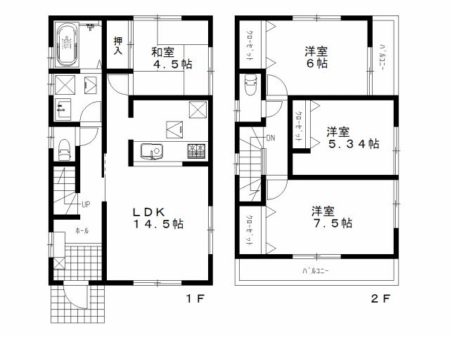 Floor plan. (4 Building), Price 39,800,000 yen, 4LDK, Land area 110.01 sq m , Building area 91.91 sq m