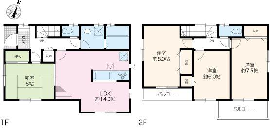 Floor plan. 42,800,000 yen, 4LDK, Land area 99.18 sq m , Spacious floor plan of the building area 97.71 sq m 4LDK