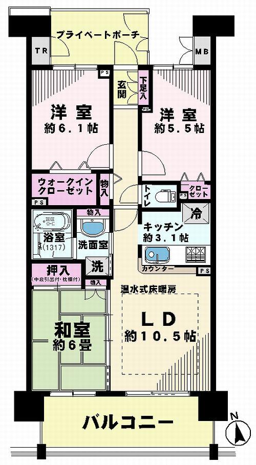 Floor plan. 3LDK, Price 25,800,000 yen, Footprint 70.2 sq m , Balcony area 11.6 sq m