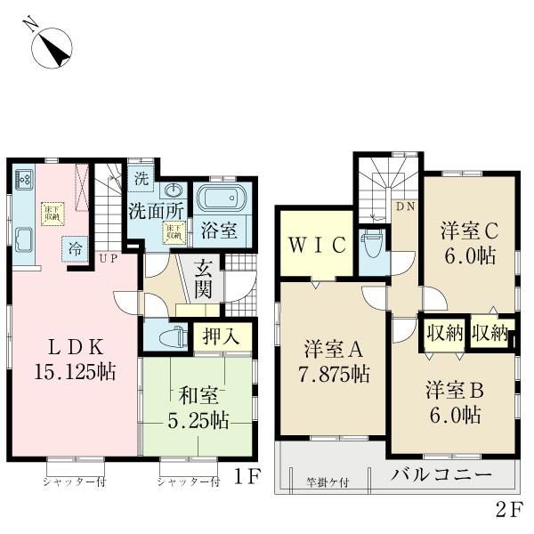 Floor plan. (1 Building), Price 47,800,000 yen, 4LDK, Land area 111.25 sq m , Building area 96.88 sq m