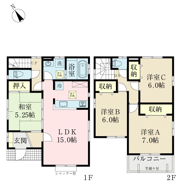 Floor plan. (3 Building), Price 44,800,000 yen, 4LDK, Land area 111.3 sq m , Building area 96.88 sq m