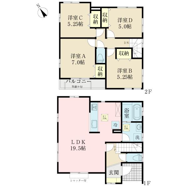 Floor plan. (4 Building), Price 42,300,000 yen, 4LDK, Land area 112.26 sq m , Building area 97.71 sq m
