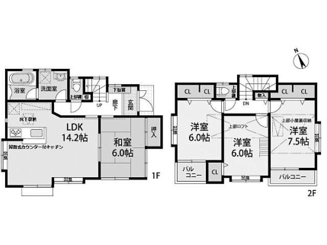 Floor plan. 24,800,000 yen, 4LDK, Land area 157.3 sq m , Building area 92.33 sq m Zenshitsuminami direction, Attic with storage 4LDK