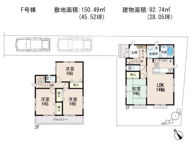 Floor plan. (F Building), Price 31,800,000 yen, 4LDK, Land area 150.49 sq m , Building area 92.74 sq m