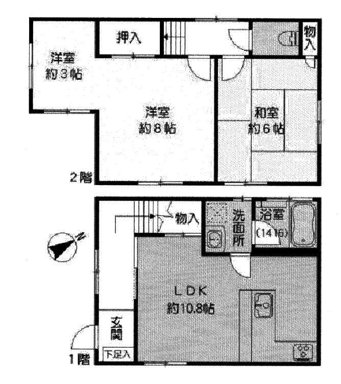 Floor plan. 28,880,000 yen, 2LDK, Land area 49.61 sq m , Building area 62.79 sq m