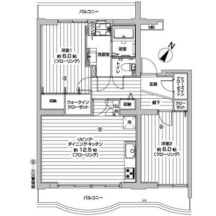 Floor plan. 2LDK, Price 17.8 million yen, Occupied area 61.28 sq m , Balcony area 13.3 sq m