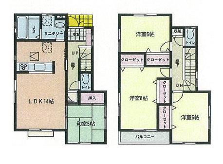 Floor plan. (1 Building), Price 26,800,000 yen, 4LDK, Land area 96.38 sq m , Building area 96.04 sq m