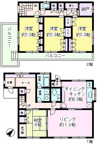 Floor plan. 25,800,000 yen, 4LDK + S (storeroom), Land area 164.92 sq m , Building area 137.45 sq m