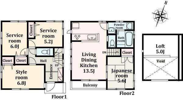 Floor plan. 35,800,000 yen, 2LDK+2S, Land area 90.14 sq m , Building area 85.29 sq m