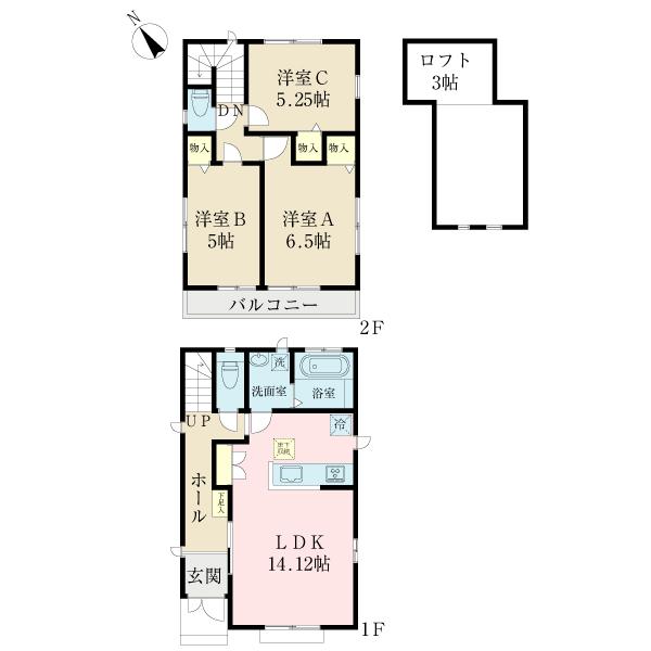 Floor plan. 33,800,000 yen, 3LDK, Land area 106.99 sq m , Building area 76.17 sq m