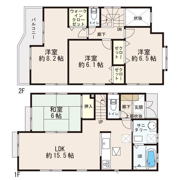 Floor plan. (1 Building), Price 23.8 million yen, 4LDK, Land area 115.08 sq m , Building area 96.05 sq m