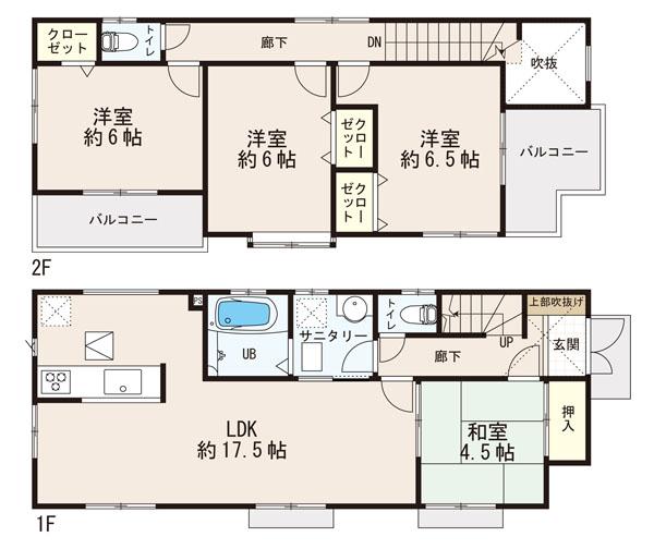 Floor plan. (Building 2), Price 22,800,000 yen, 4LDK, Land area 115.04 sq m , Building area 95.63 sq m