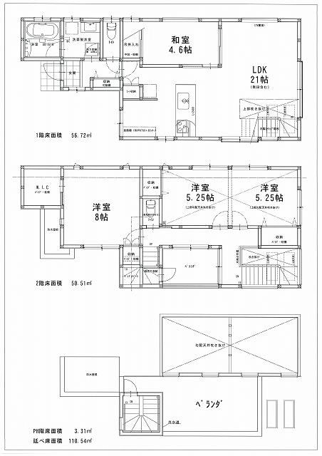 Floor plan. (4 Building), Price 44,800,000 yen, 4LDK, Land area 97.26 sq m , Building area 110.54 sq m