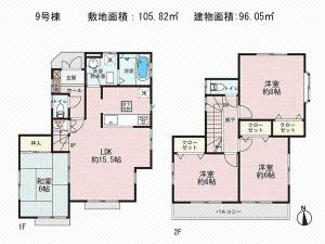 Floor plan. 26.5 million yen, 4LDK, Land area 105.82 sq m , It is a building area of 96.05 sq m Floor Plan (9 Building)
