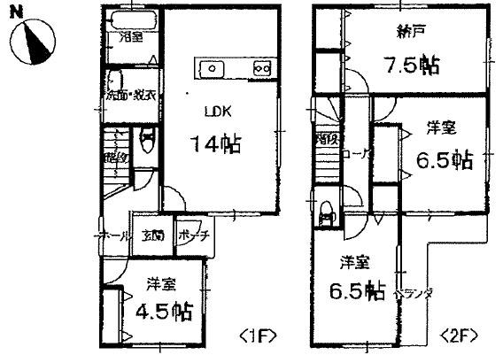 Floor plan. 34,800,000 yen, 3LDK + S (storeroom), Land area 77.97 sq m , Building area 90.51 sq m