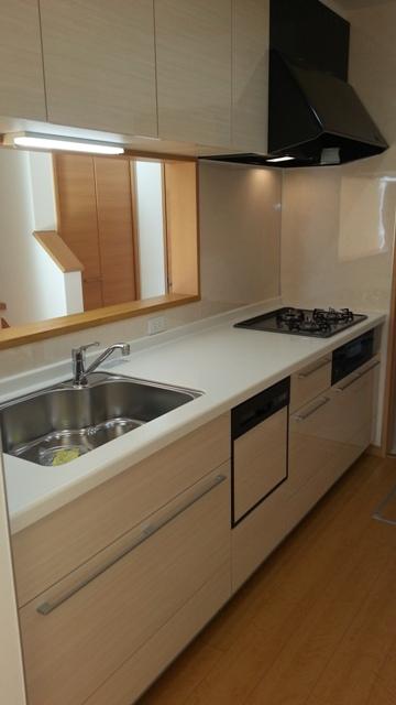 Kitchen. Counter kitchen with a dishwasher