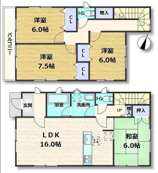 Floor plan. (3 Building), Price 21,800,000 yen, 4LDK, Land area 164.14 sq m , Building area 98.82 sq m