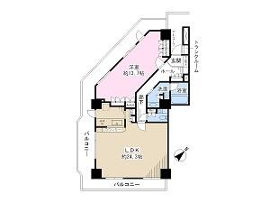 Floor plan. 1LDK, Price 69,800,000 yen, Occupied area 85.34 sq m , Balcony area 31.56 sq m