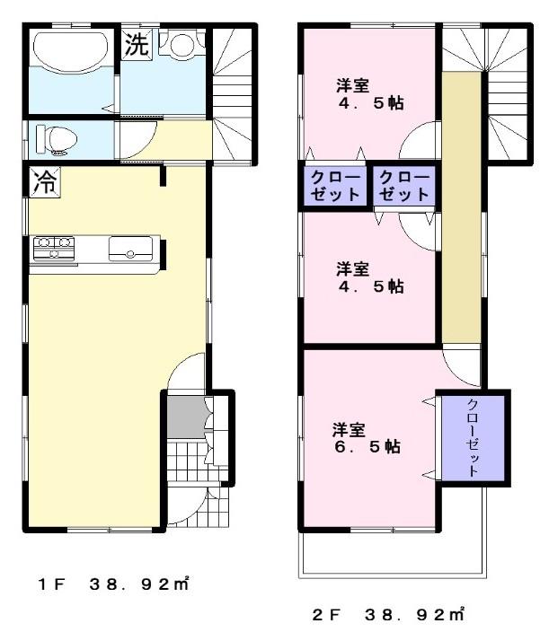 Floor plan. 21,400,000 yen, 3LDK, Land area 89.1 sq m , Building area 77.84 sq m