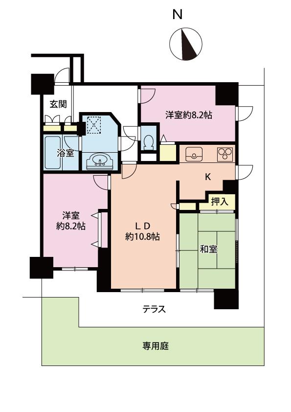 Floor plan. 3LDK, Price 28.8 million yen, Occupied area 72.64 sq m