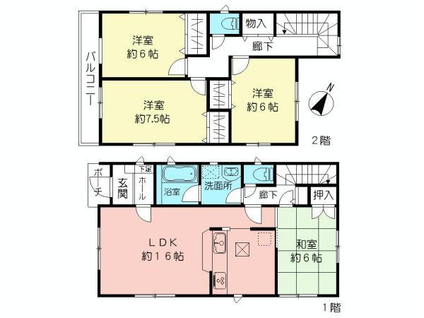 Floor plan. 21,800,000 yen, 4LDK, Land area 164.14 sq m , Building area 98.82 sq m floor plan