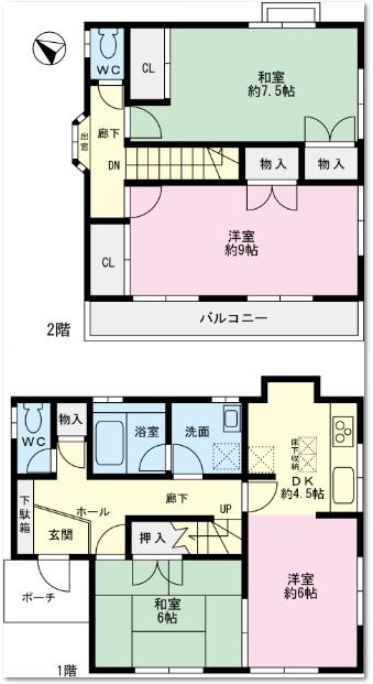 Floor plan. 26,800,000 yen, 4DK, Land area 109.49 sq m , Building area 89.69 sq m