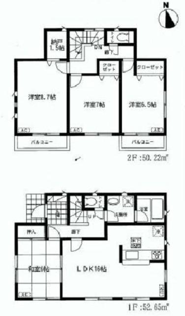 Floor plan. (3 Building), Price 27,800,000 yen, 4LDK+S, Land area 126.66 sq m , Building area 102.87 sq m