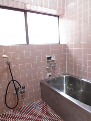 Bath. Bathroom surrounded by the bright color of the tile. Also it comes with a handy add-fired