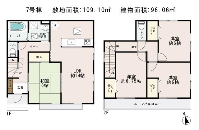 Floor plan. 22,800,000 yen, 4LDK, Land area 109.1 sq m , Building area 96.05 sq m