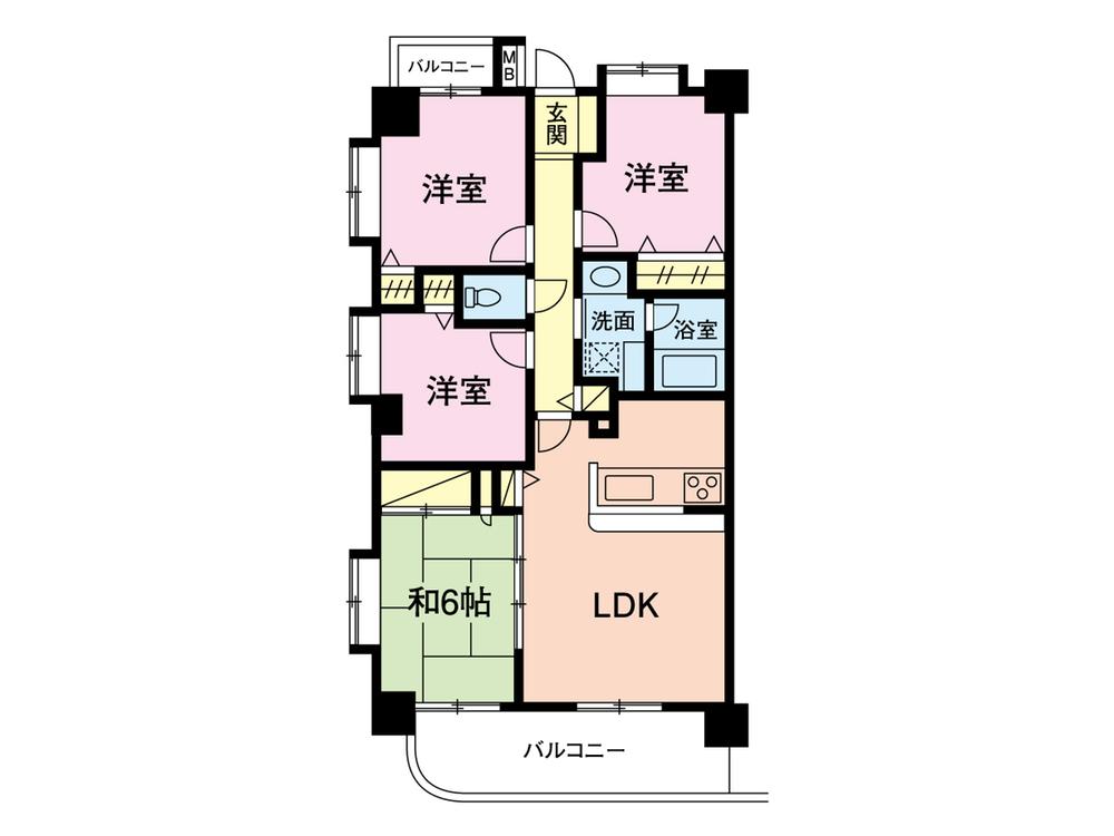 Floor plan. 4LDK, Price 32,500,000 yen, Occupied area 75.04 sq m , Balcony area 11.82 sq m selling price 32,900,000 yen 4LDK Occupied area 75.04 sq m  Balcony 11.82 sq m