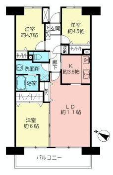 Floor plan. 3LDK, Price 23,300,000 yen, Occupied area 69.47 sq m , Balcony area 9.3 sq m