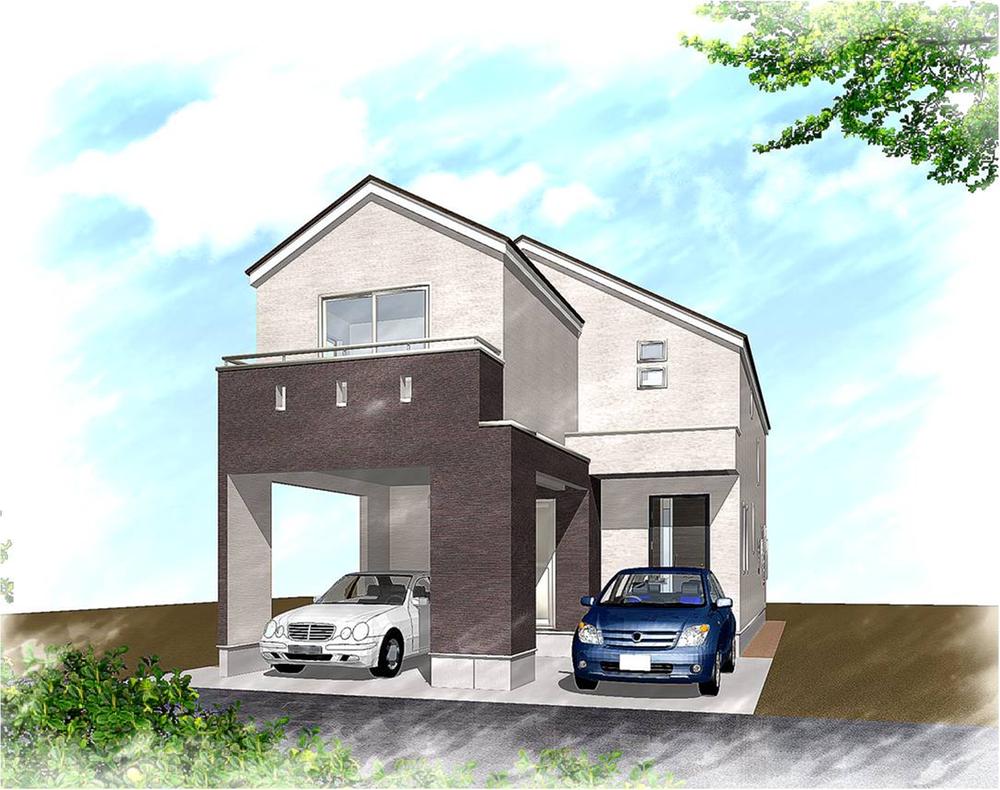 Building plan example (Perth ・ appearance). A building construction plan Perth floor area of ​​135.79 sq m in the built-in garage section 17.39 sq m including construction plan price 22.1 million yen including tax (standard price 16.8 million yen including tax 100 sq m)