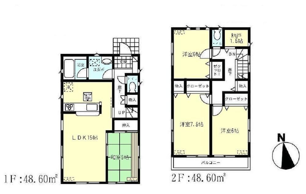 Floor plan. 43,800,000 yen, 4LDK + S (storeroom), Land area 115.4 sq m , Building area 97.2 sq m