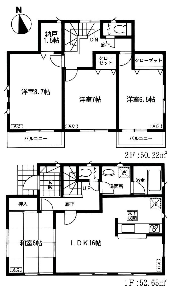 Floor plan. (3 Building), Price 29,800,000 yen, 4LDK+S, Land area 126.66 sq m , Building area 102.87 sq m