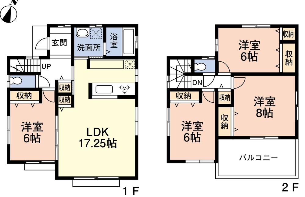 Building plan example (floor plan). Building plan example (F Building) 4LDK, Land price 28.8 million yen, Land area 111.67 sq m , Building price 15 million yen, Building area 99.22 sq m