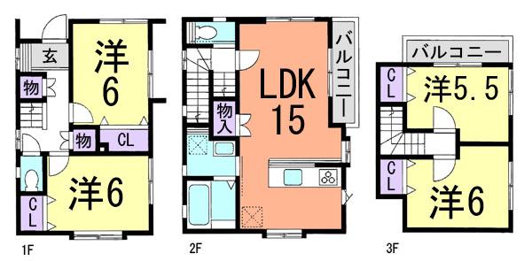 Floor plan. (A Building), Price 49,800,000 yen, 4LDK, Land area 68.25 sq m , Building area 94.92 sq m
