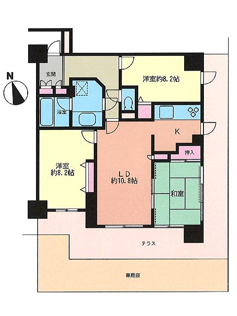 Floor plan. 3LDK, Price 28.8 million yen, Occupied area 72.64 sq m