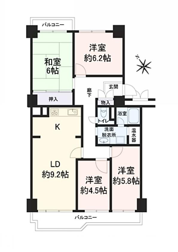 Floor plan. 4LDK, Price 13.8 million yen, Occupied area 83.76 sq m , Balcony area 10.69 sq m