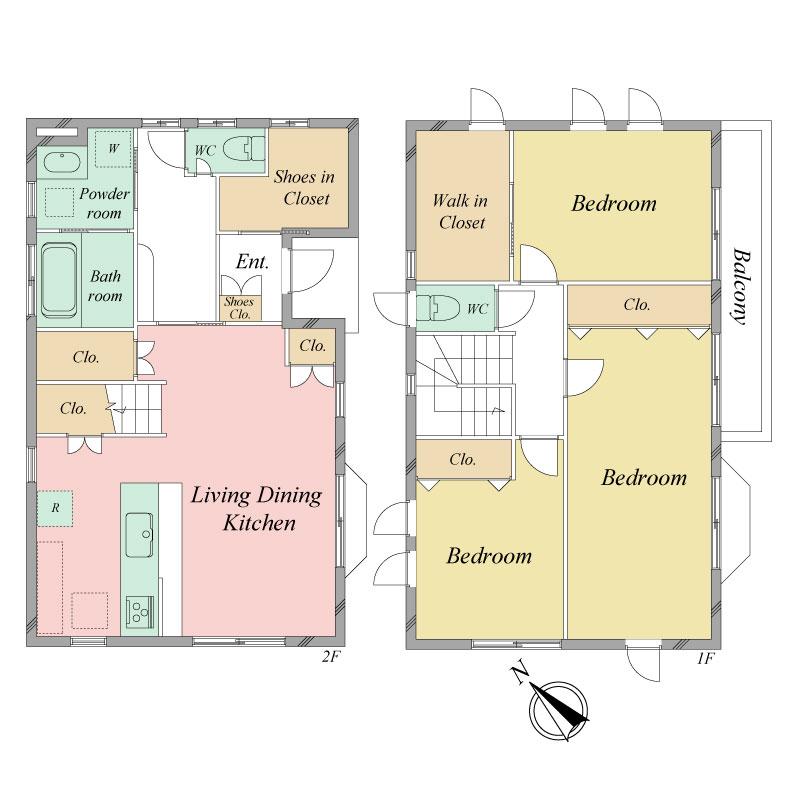 Floor plan. 32,800,000 yen, 3LDK, Land area 105.61 sq m , Building area 98.53 sq m