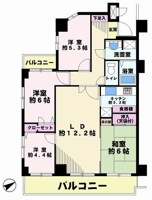 Floor plan. 4LDK, Price 29,800,000 yen, Occupied area 79.51 sq m , Balcony area 15.3 sq m