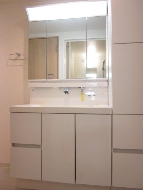 Wash basin, toilet. Vanity, such as hotels. Storage space is also rich