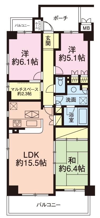 Floor plan. 3LDK + S (storeroom), Price 35 million yen, Occupied area 77.16 sq m , Balcony area 11.98 sq m